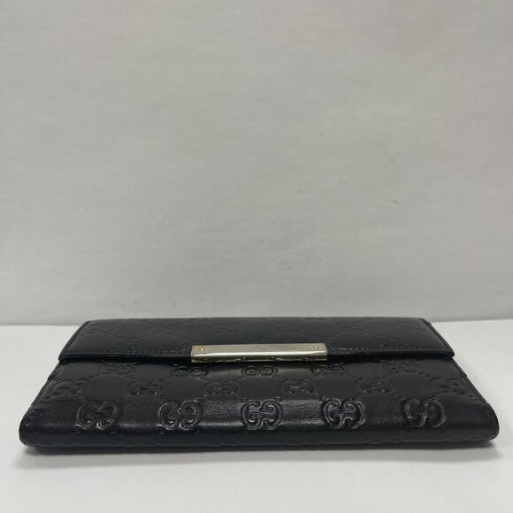 Gucci Guccissima Margaux Black Calfskin Leather Continental Wallet - Preowned - Picture 7 of 13